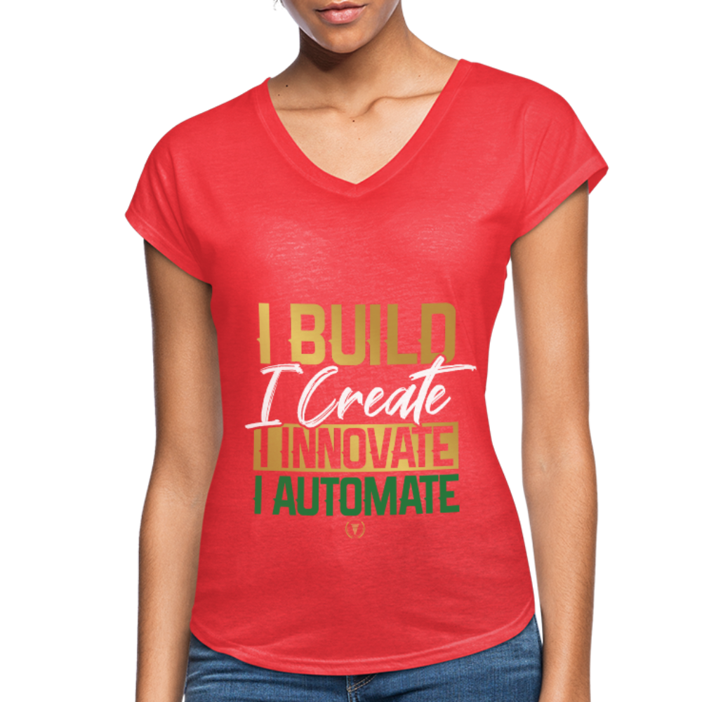 IBE Boss Lady V-Neck T-Shirt - heather red